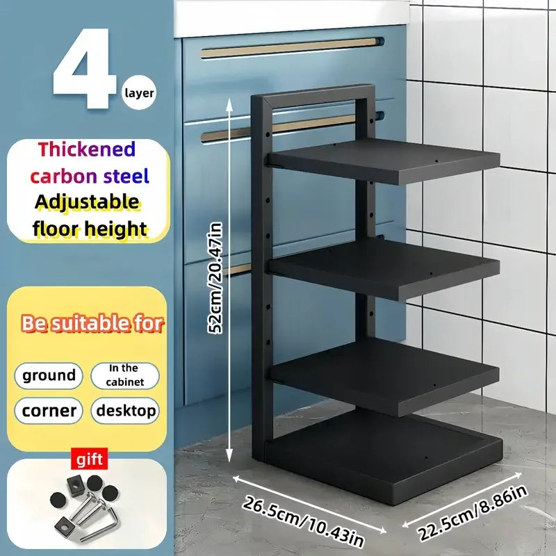 Adjustable Pot Rack Organizer, Kitchen Stainless Steel Pot Storage Rack