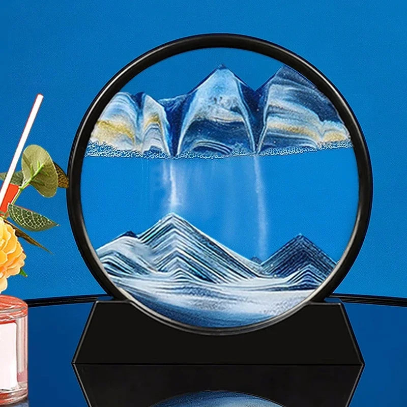 Moving Sand Art Picture Round Glass Deep Sea Sandscape