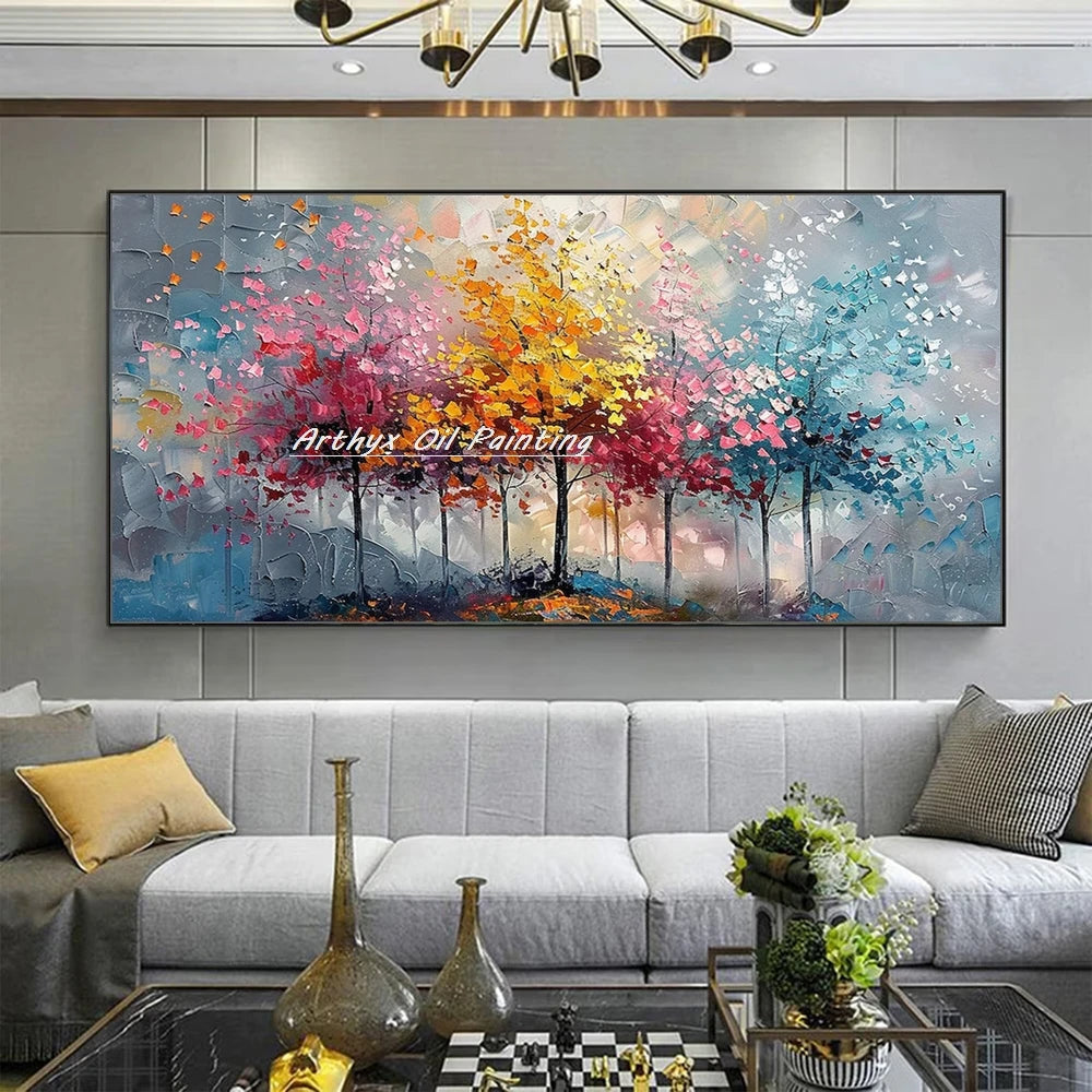 Large Hand painted Palette Knife Tree Oil Painting on Canvas