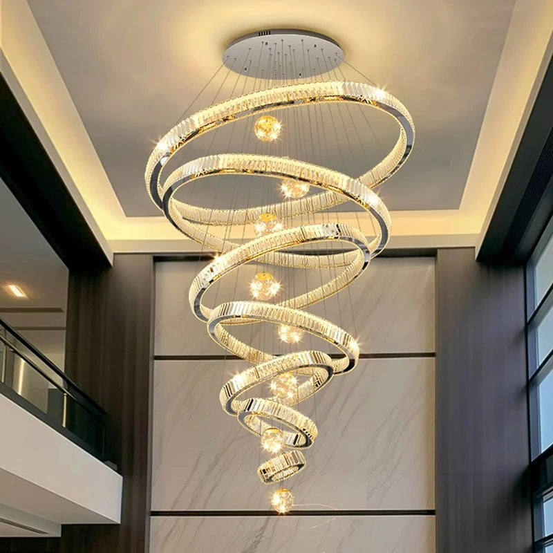 Modern home decoration crystal chandelier, stair Pendant lamp