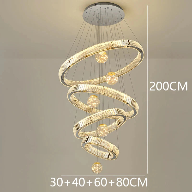 Modern home decoration crystal chandelier, stair Pendant lamp