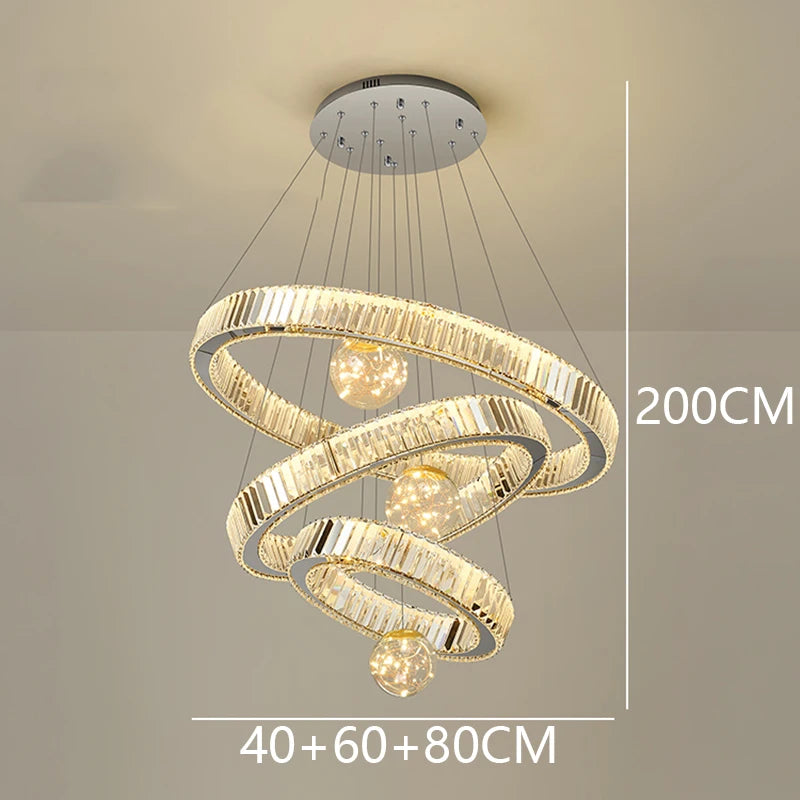 Modern home decoration crystal chandelier, stair Pendant lamp