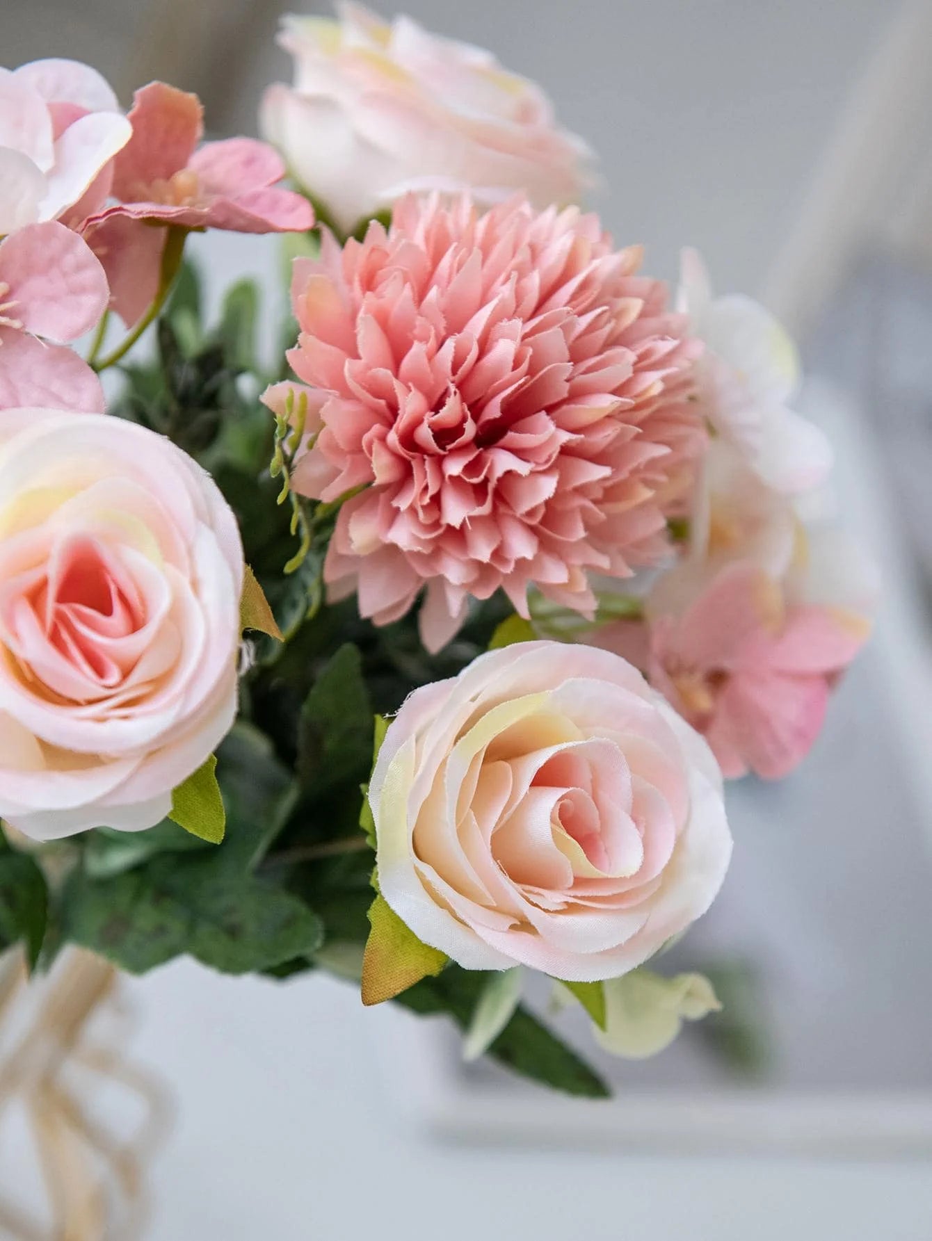 Bouquet Artificial Roses w/ Silk Balls: Wedding Home Decor