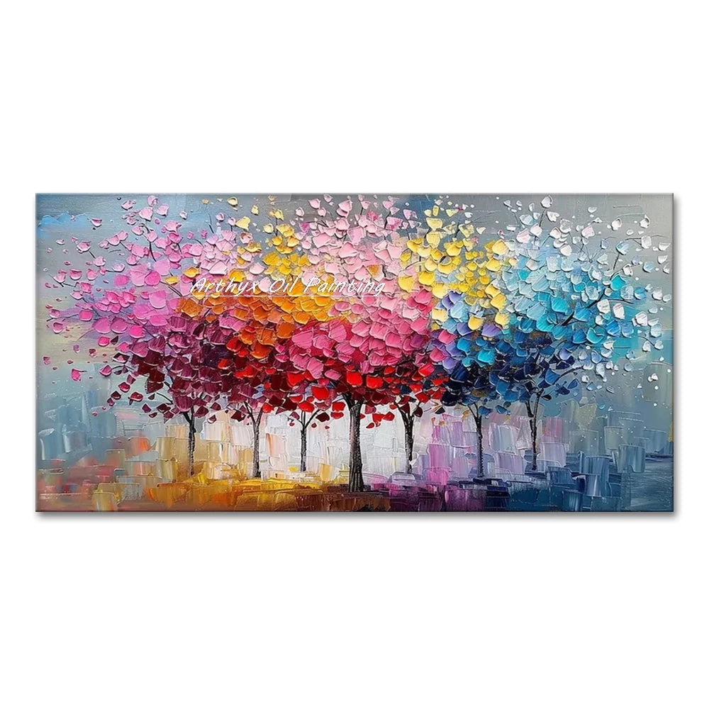Large Hand painted Palette Knife Tree Oil Painting on Canvas