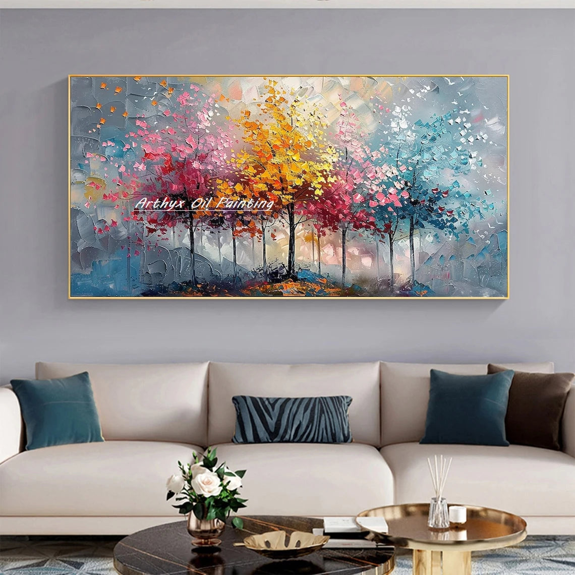 Large Hand painted Palette Knife Tree Oil Painting on Canvas