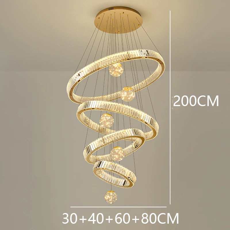 Modern home decoration crystal chandelier, stair Pendant lamp