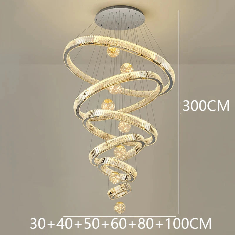 Modern home decoration crystal chandelier, stair Pendant lamp