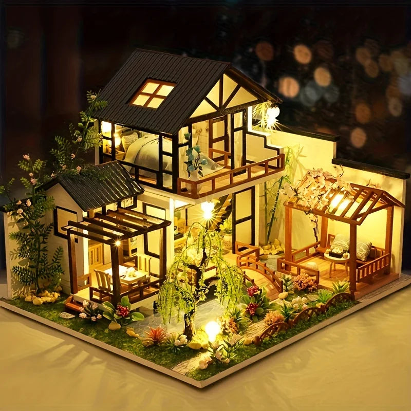 Diy Wooden Doll House Assembly Model Kit, 3d Puzzle