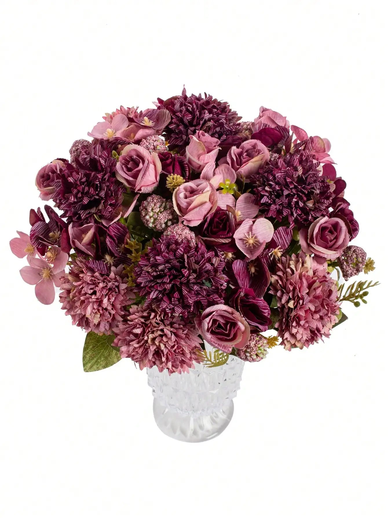 Bouquet Artificial Roses w/ Silk Balls: Wedding Home Decor