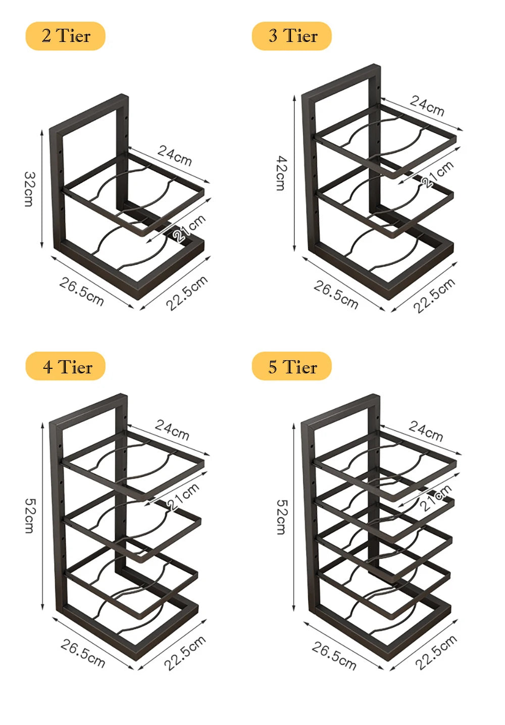 Adjustable Pot Rack Organizer, Kitchen Stainless Steel Pot Storage Rack