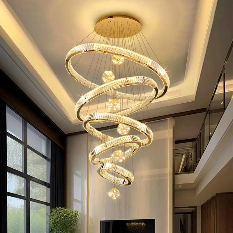 Modern home decoration crystal chandelier, stair Pendant lamp