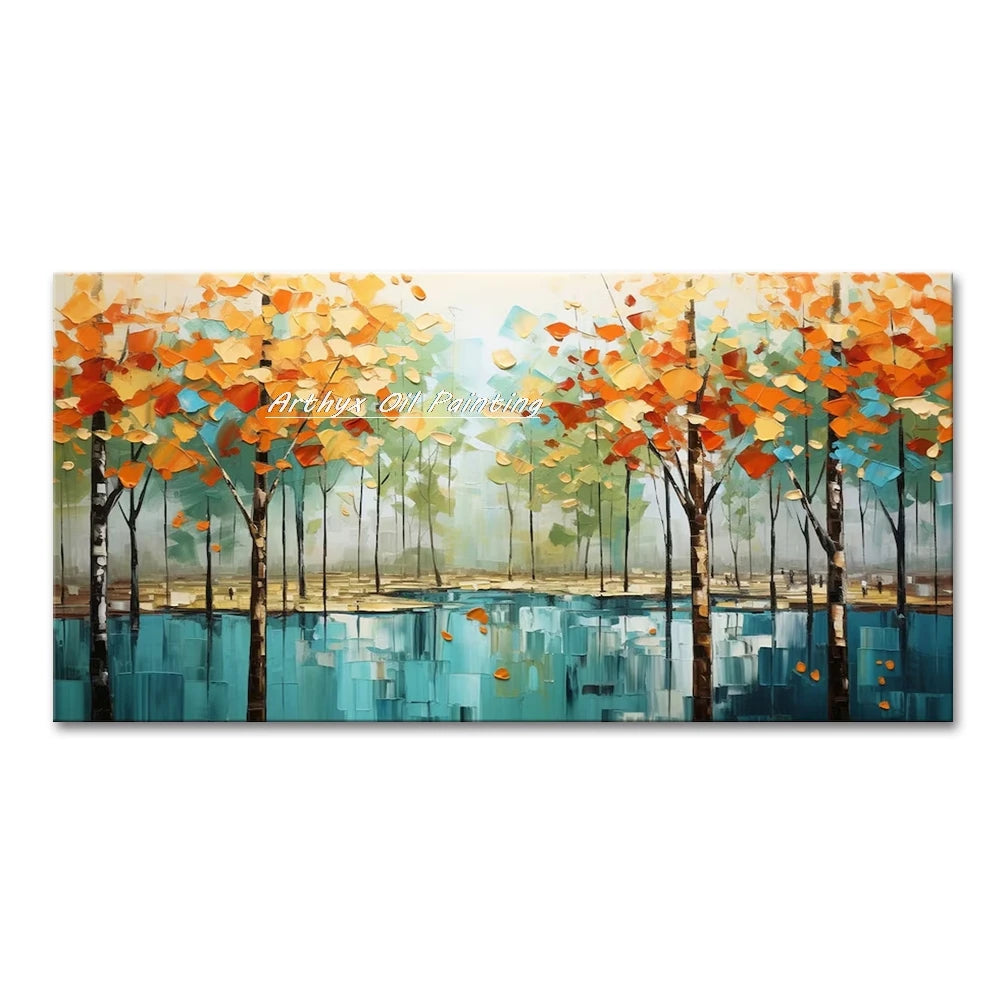 Large Hand painted Palette Knife Tree Oil Painting on Canvas