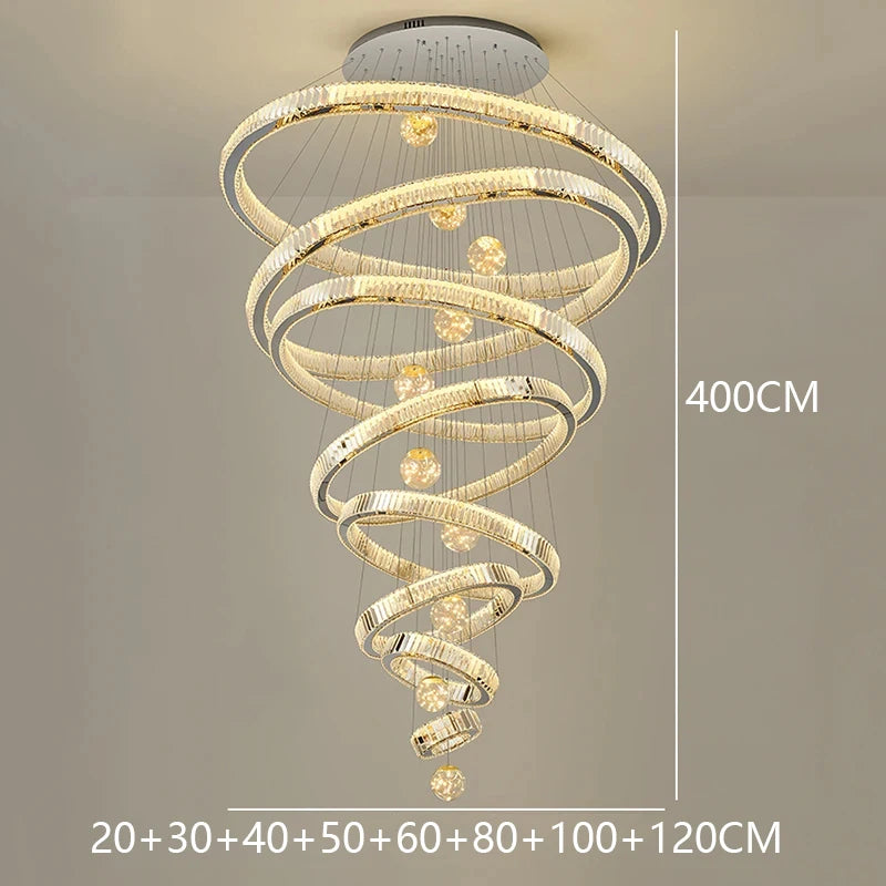 Modern home decoration crystal chandelier, stair Pendant lamp