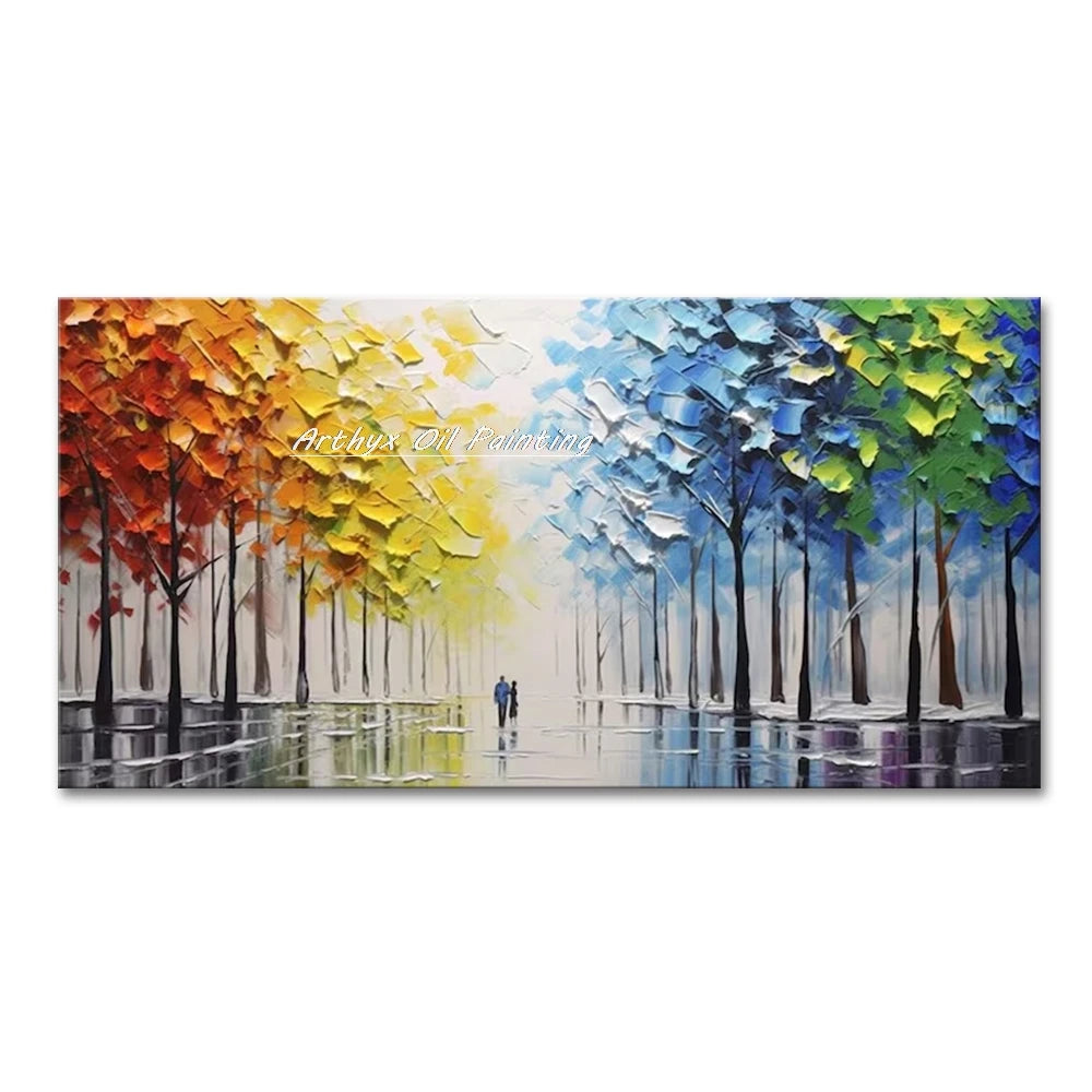 Large Hand painted Palette Knife Tree Oil Painting on Canvas