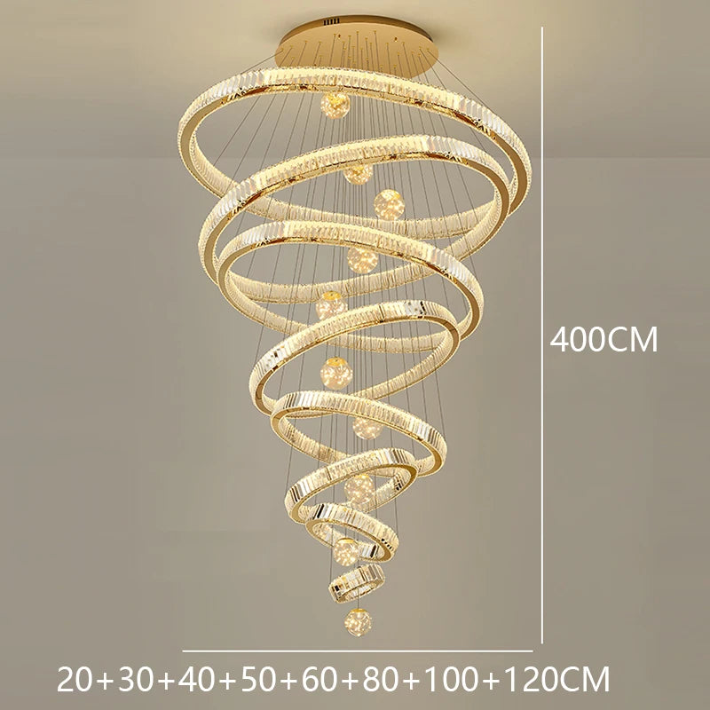 Modern home decoration crystal chandelier, stair Pendant lamp
