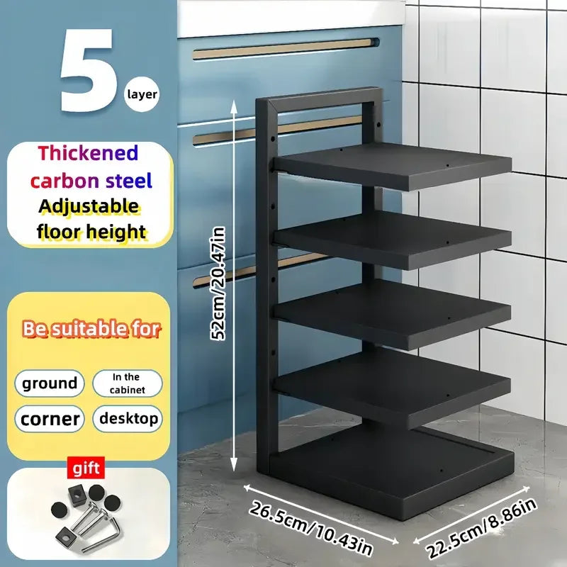 Adjustable Pot Rack Organizer, Kitchen Stainless Steel Pot Storage Rack