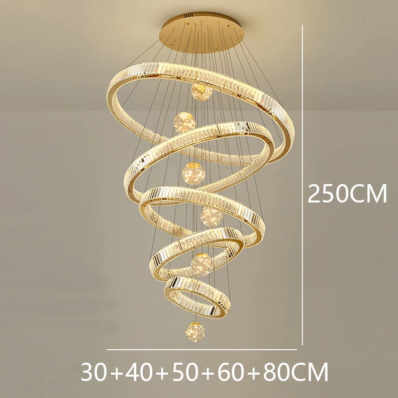 Modern home decoration crystal chandelier, stair Pendant lamp