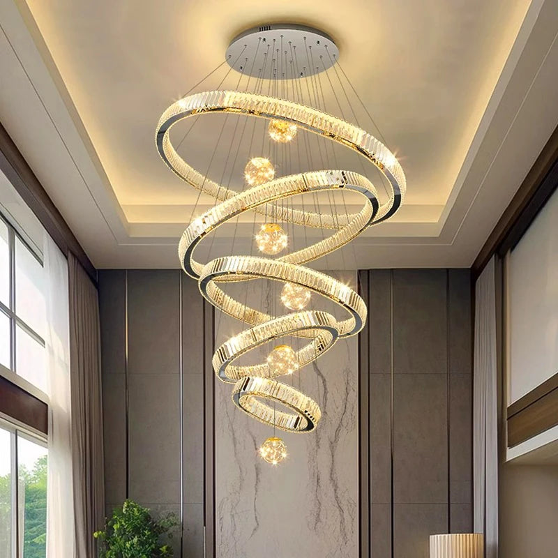 Modern home decoration crystal chandelier, stair Pendant lamp