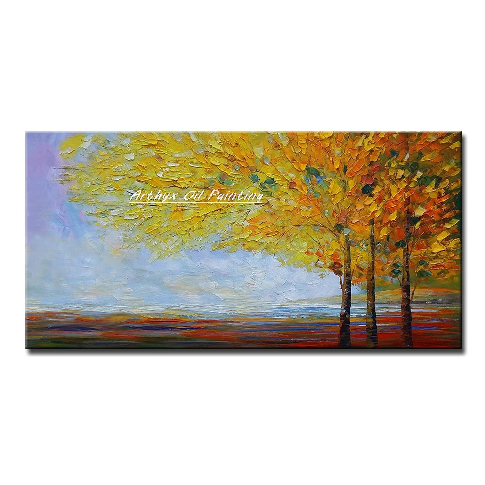 Large Hand painted Palette Knife Tree Oil Painting on Canvas