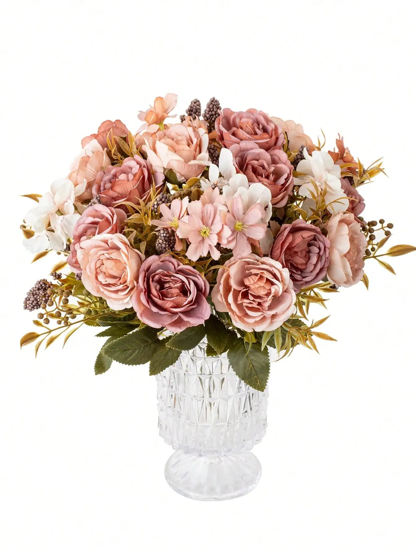 Bouquet Artificial Roses w/ Silk Balls: Wedding Home Decor