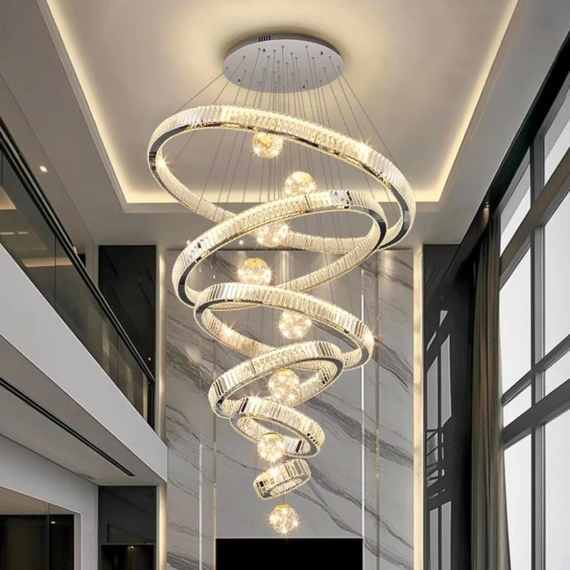 Modern home decoration crystal chandelier, stair Pendant lamp