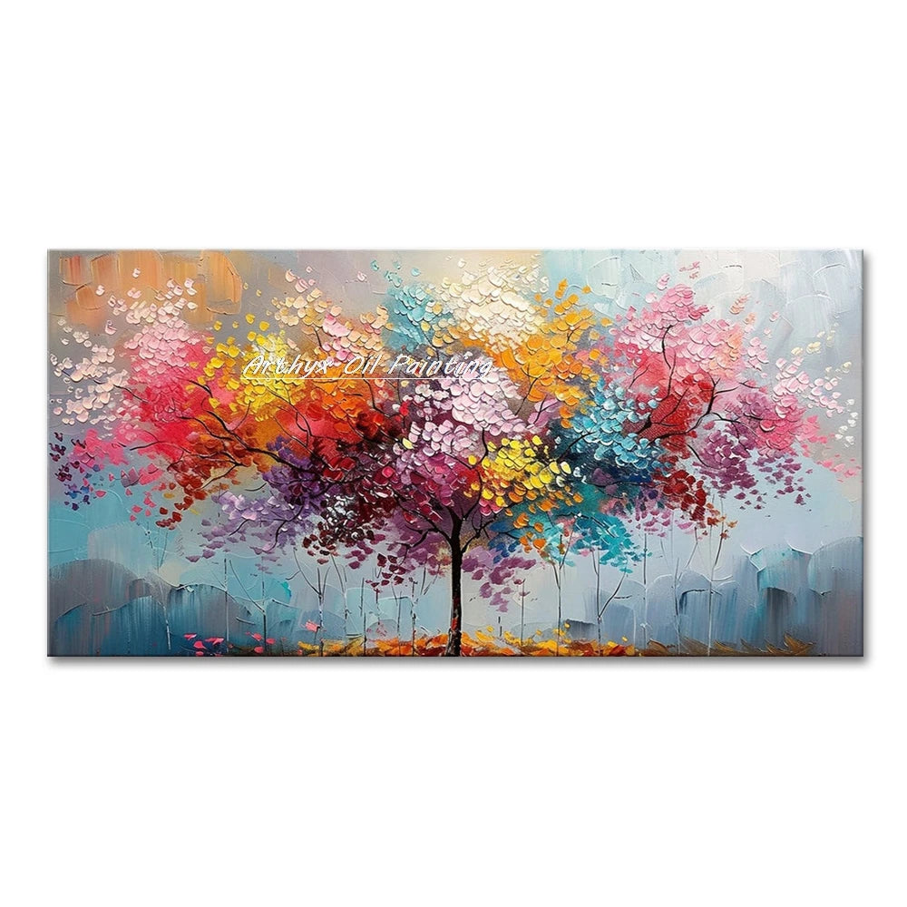 Large Hand painted Palette Knife Tree Oil Painting on Canvas