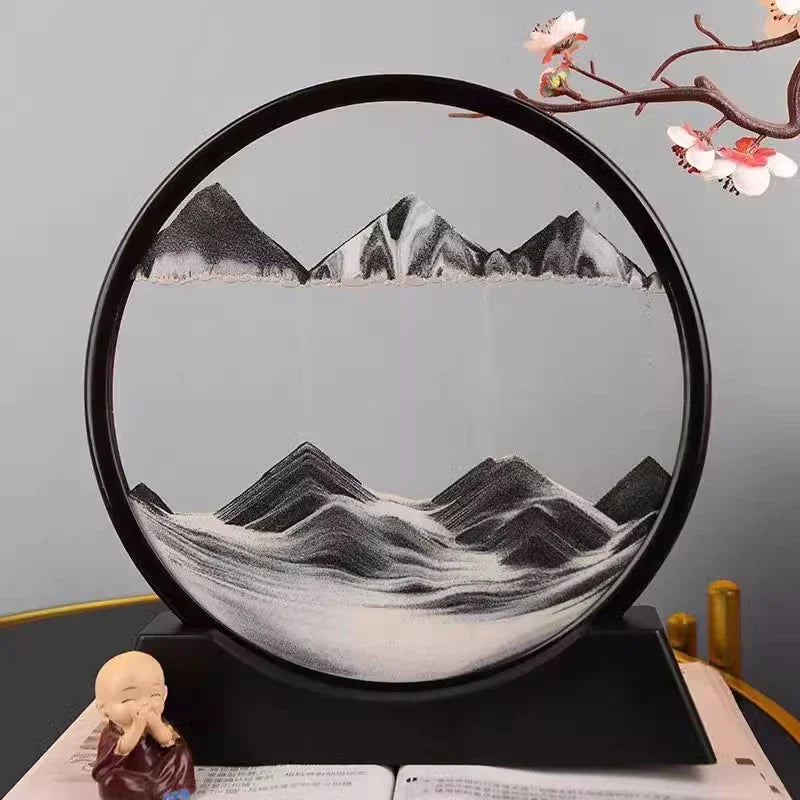 Moving Sand Art Picture Round Glass Deep Sea Sandscape