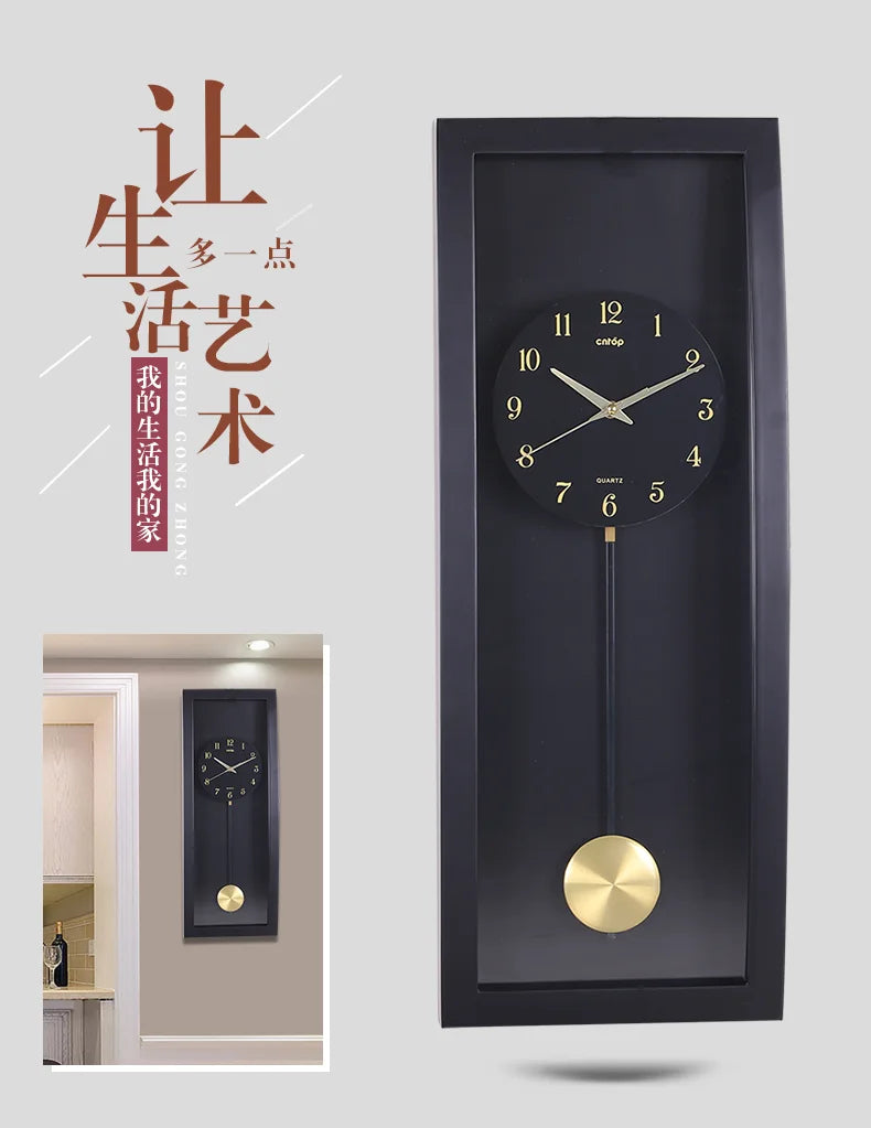Large Black Wall Clock Vintage Pendulum Clock Wall Living Room