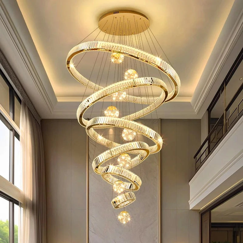 Modern home decoration crystal chandelier, stair Pendant lamp