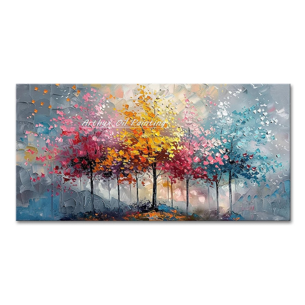 Large Hand painted Palette Knife Tree Oil Painting on Canvas