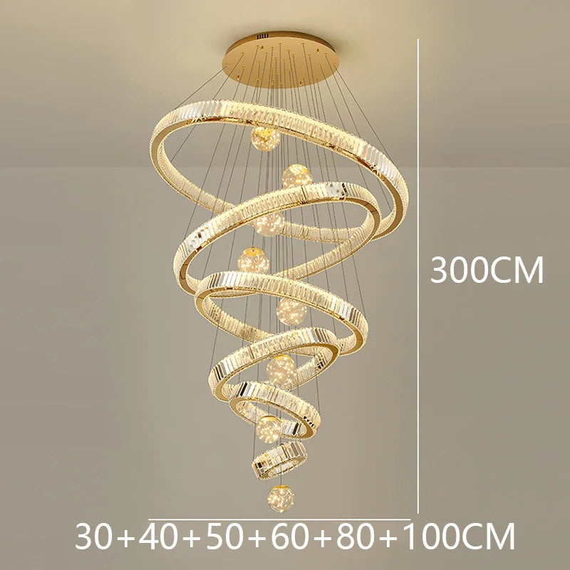 Modern home decoration crystal chandelier, stair Pendant lamp