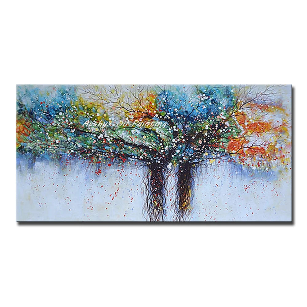 Large Hand painted Palette Knife Tree Oil Painting on Canvas