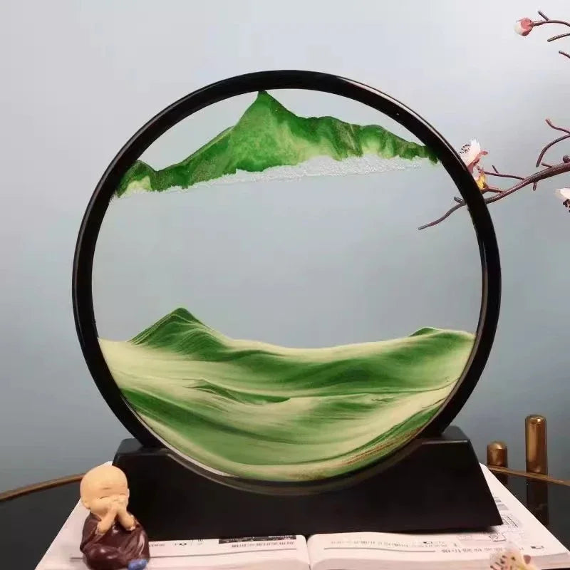 Moving Sand Art Picture Round Glass Deep Sea Sandscape