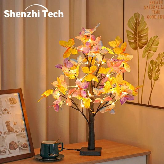 Tabletop Bonsai Tree Lights, Butterfly Tree Lamp, DIY Decorative LED Night Light