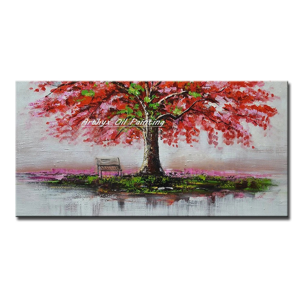 Large Hand painted Palette Knife Tree Oil Painting on Canvas