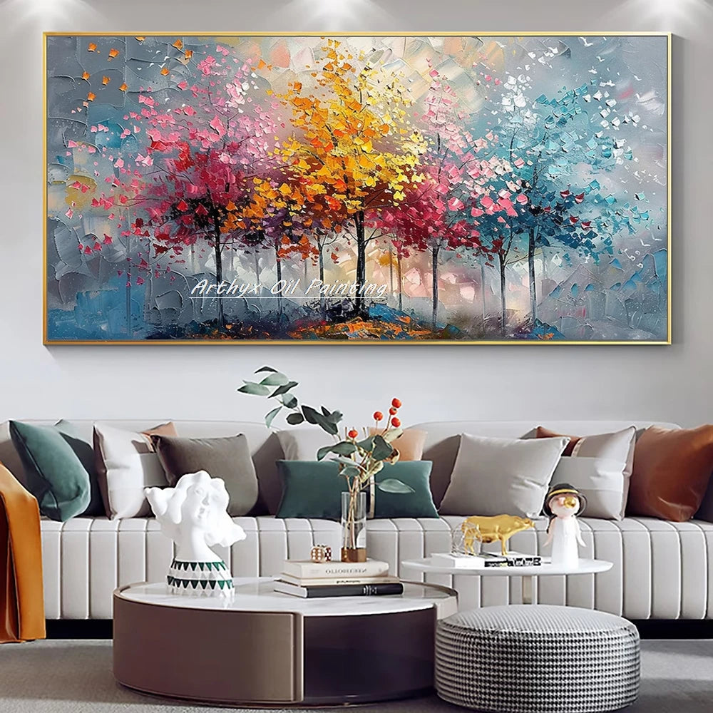 Large Hand painted Palette Knife Tree Oil Painting on Canvas
