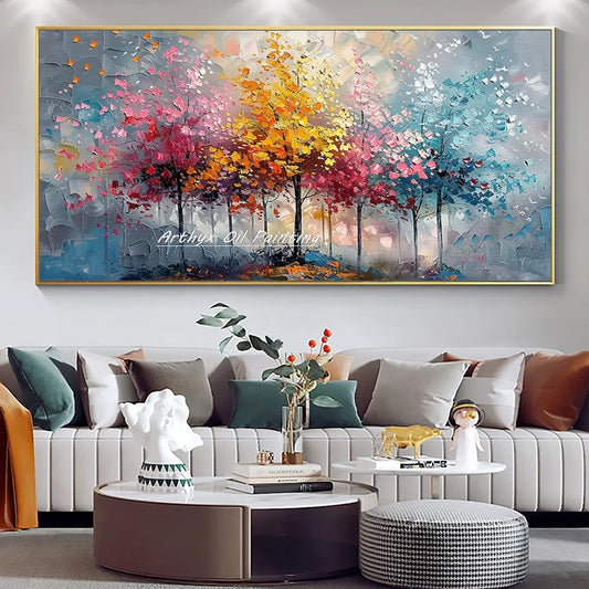 Large Hand painted Palette Knife Tree Oil Painting on Canvas