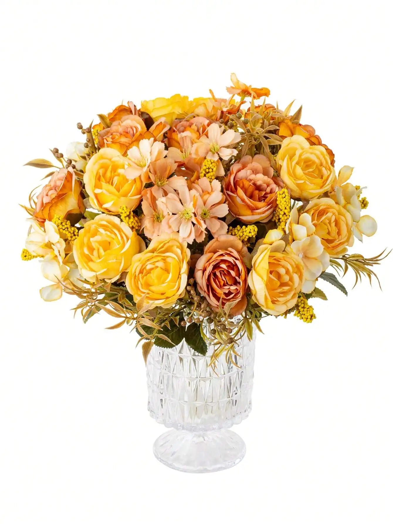 Bouquet Artificial Roses w/ Silk Balls: Wedding Home Decor