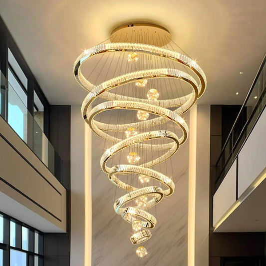 Modern home decoration crystal chandelier, stair Pendant lamp