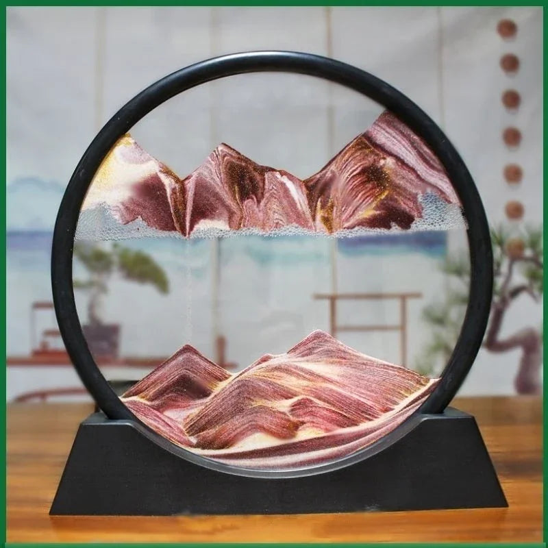 Moving Sand Art Picture Round Glass Deep Sea Sandscape
