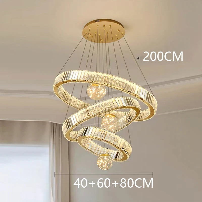 Modern home decoration crystal chandelier, stair Pendant lamp