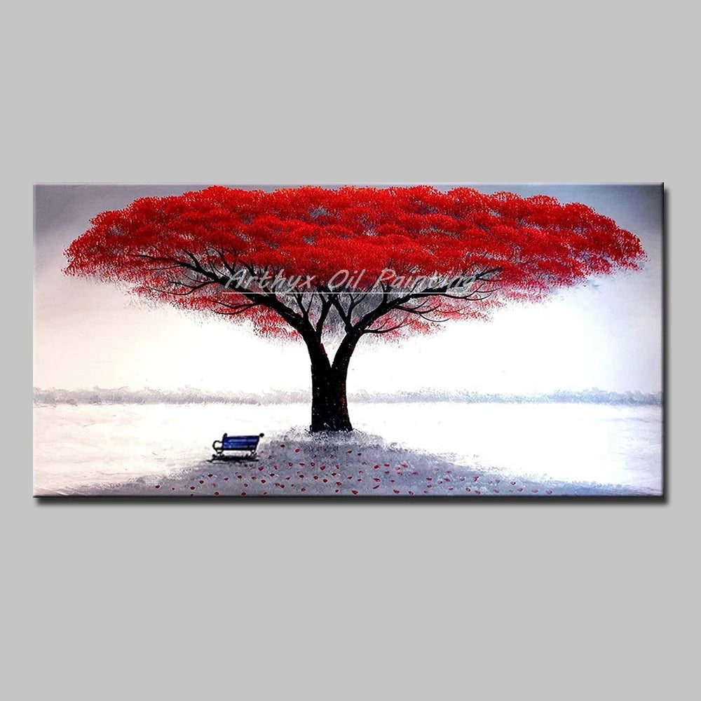 Large Hand painted Palette Knife Tree Oil Painting on Canvas