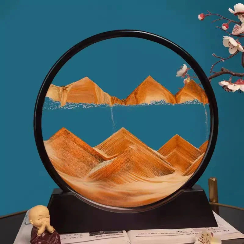 Moving Sand Art Picture Round Glass Deep Sea Sandscape