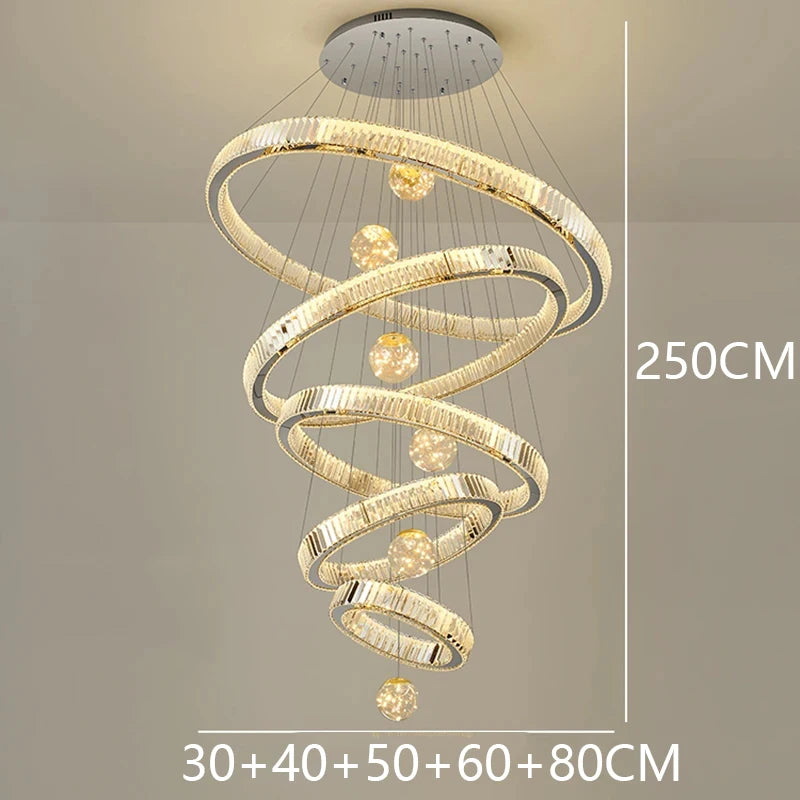 Modern home decoration crystal chandelier, stair Pendant lamp